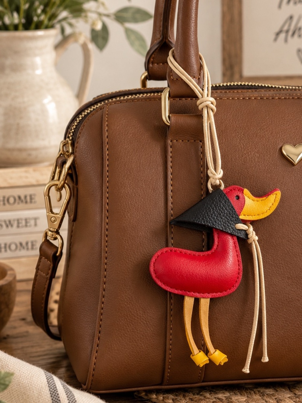 Silly Goose Red Bird Hanging Bag Charm Keychain